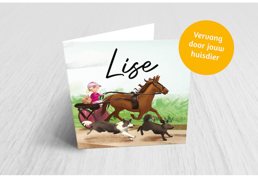 Paardenkoets met dieren meisje